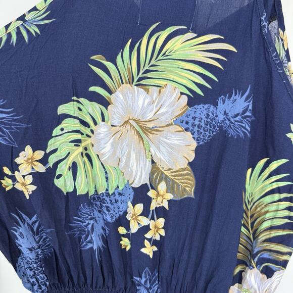 Hawaii Hangover Spaghetti Strap Jumpsuit Size Medium Blue Floral Rayon NEW - Picture 10 of 14